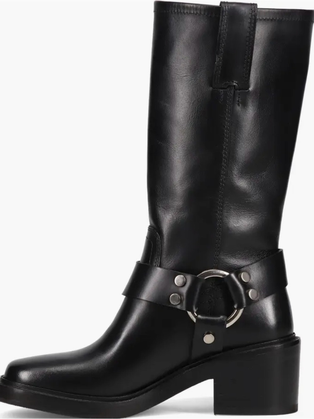 Frye Black Leather Mid-Calf Harness Boots-10. Retails $368 in store full price.